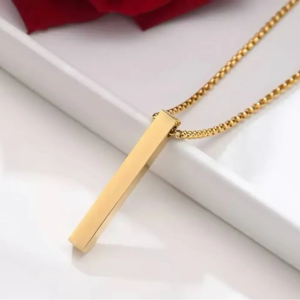 18K Gold Plated Vertical Bar Pendant Necklace